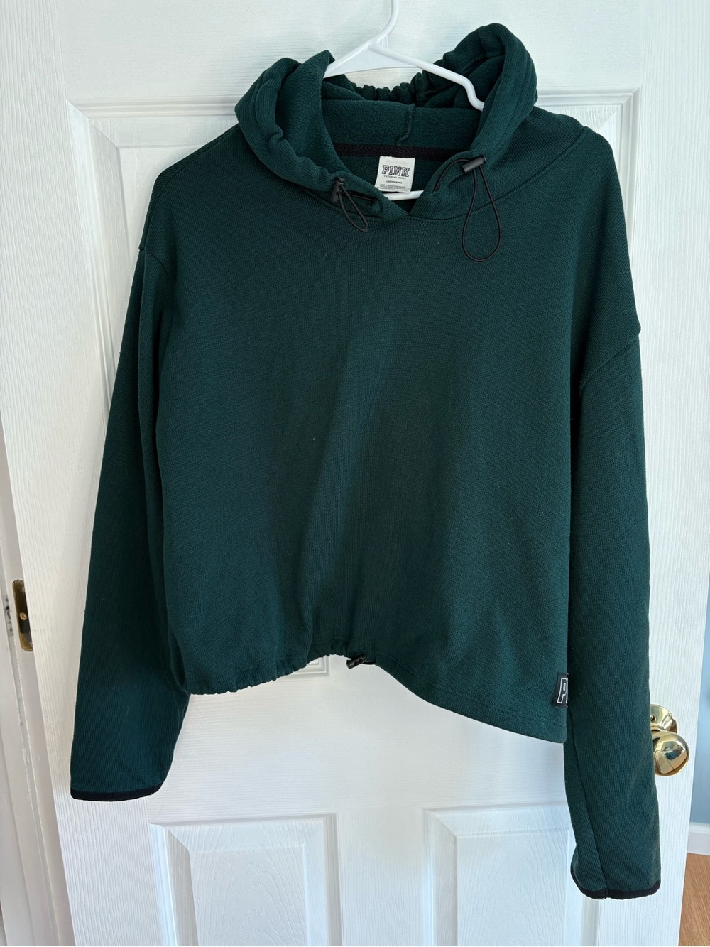 PINK Victoria's Secret Green Cropped Pullover Hoodie